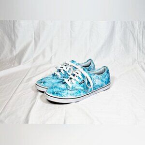 Vans Womens Blue Water Ocean Wave Lace Up Walking Skate Sneakers~8.5~